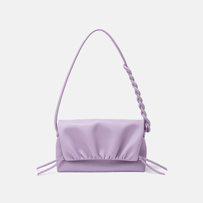 Women’s Genuine Leather Drawstring Pleated Cloud Crossbody Shoulder Bag image 3