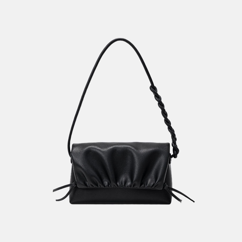 Women’s Genuine Leather Drawstring Pleated Cloud Crossbody Shoulder Bag image 5