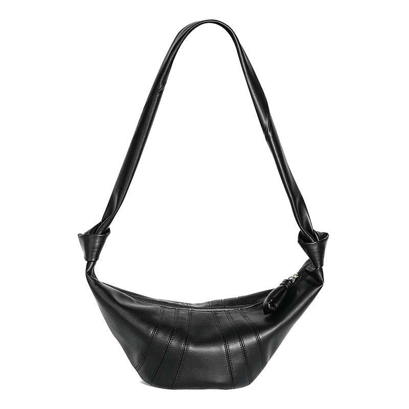 Women’s Genuine Leather Dumpling Shape Crossbody Shoulder Bag In Minimalist image