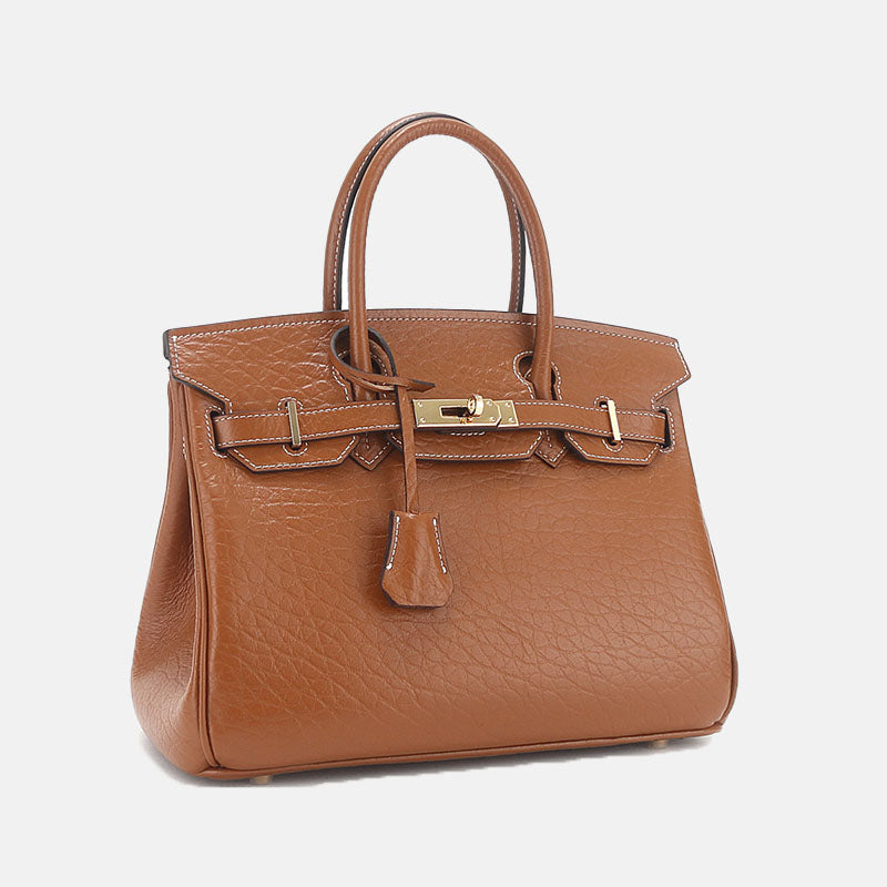 Women’s Genuine Leather Elephant Pattern Lock Closure Shoulder Top Hand Bag image 2