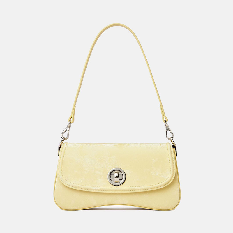 Women’s Genuine Leather Flap Lock Crossbody Shoulder Baguette Bags image 3