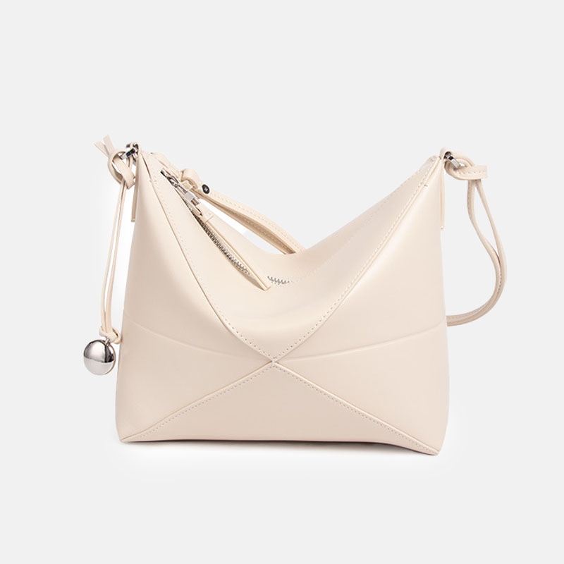 Women’s Genuine Leather Foldable Zip Crossbody Hobo Bag image 8
