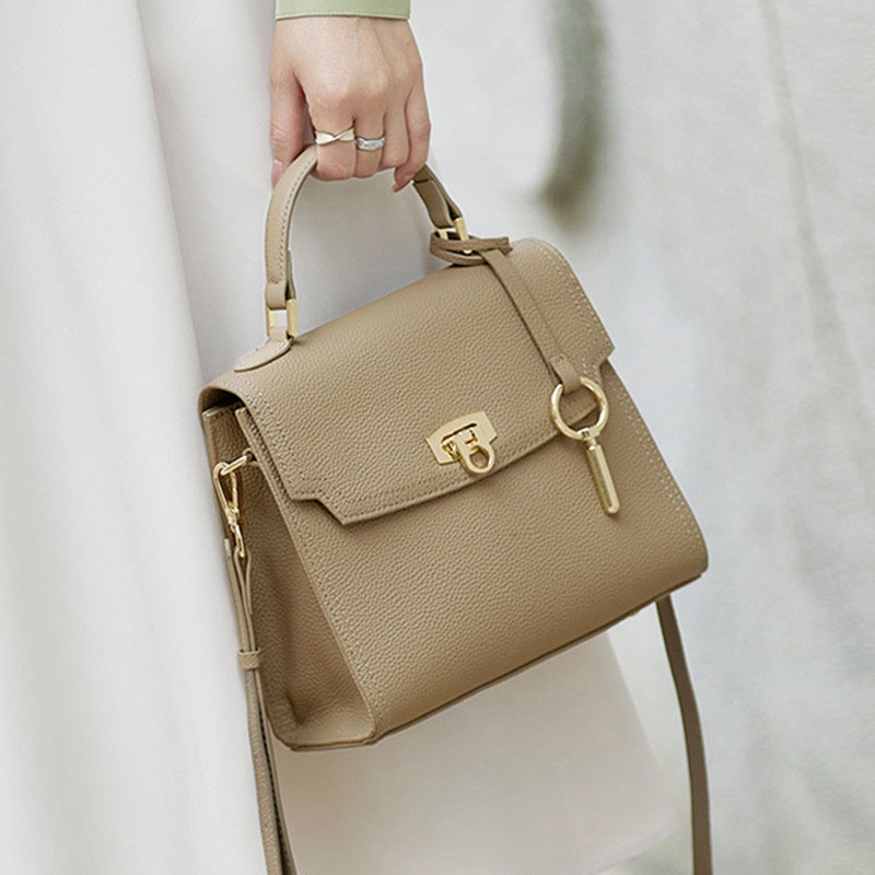 Women’s Genuine Leather Lock Buckle Crossbody Shoulder Handbag image 3