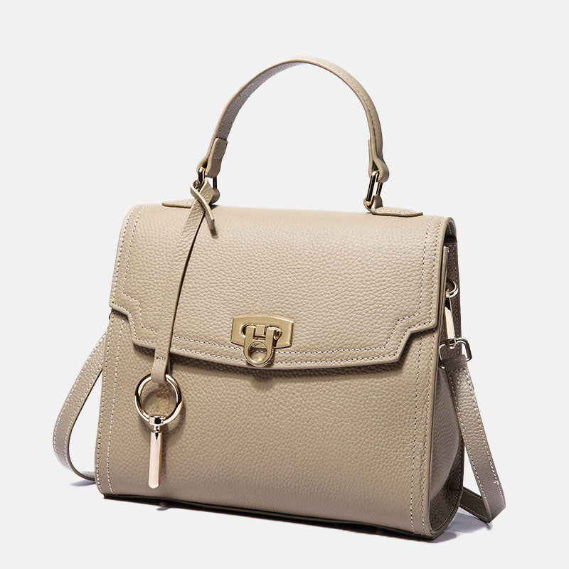 Women’s Genuine Leather Lock Buckle Crossbody Shoulder Handbag image 2