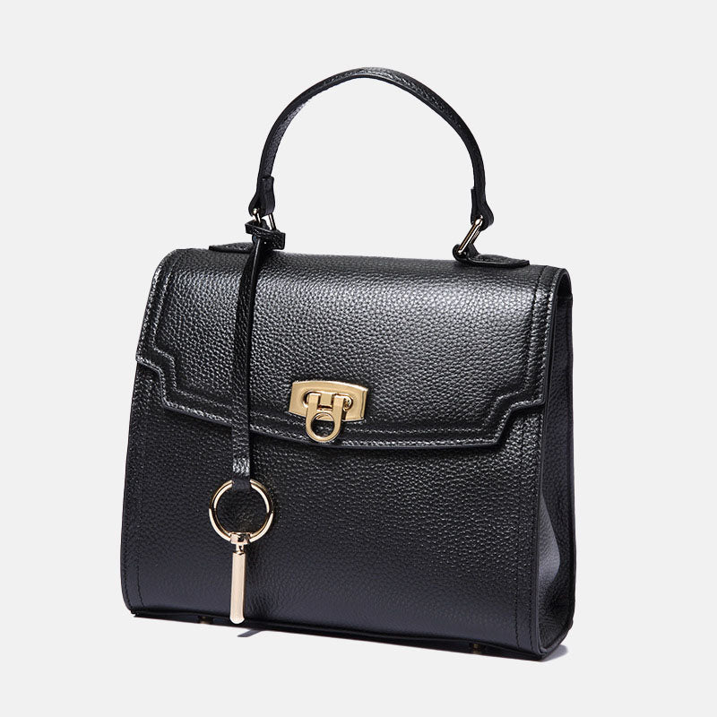 Women’s Genuine Leather Lock Buckle Crossbody Shoulder Handbag image 4