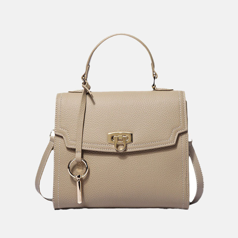 Women’s Genuine Leather Lock Buckle Crossbody Shoulder Handbag image