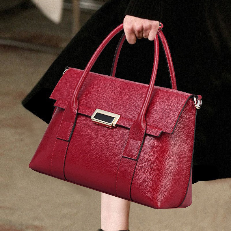 Women’s Genuine Leather Lock Buckle Crossbody Shoulder Handbags image 3