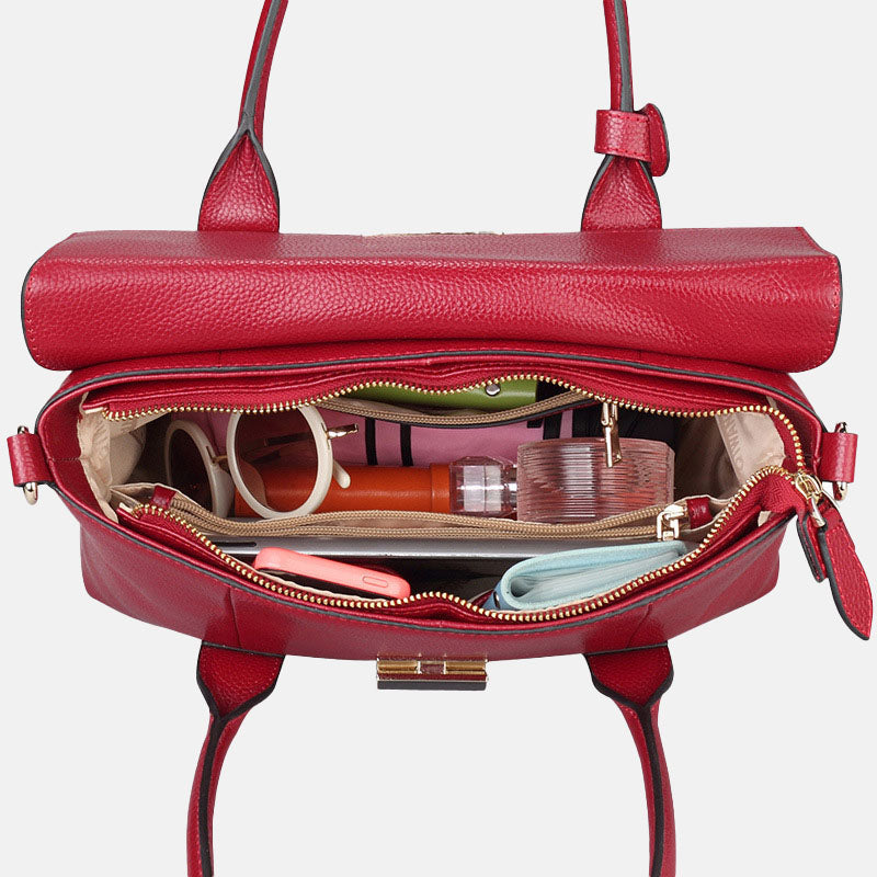Women’s Genuine Leather Lock Buckle Crossbody Shoulder Handbags image 2