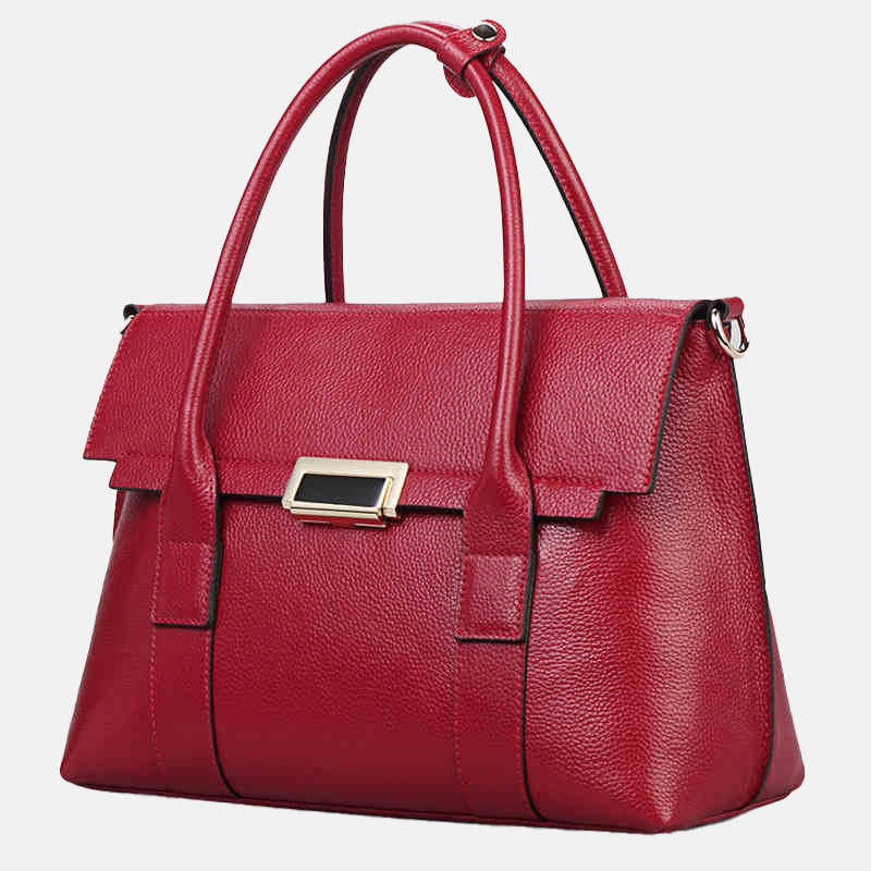 Women’s Genuine Leather Lock Buckle Crossbody Shoulder Handbags image