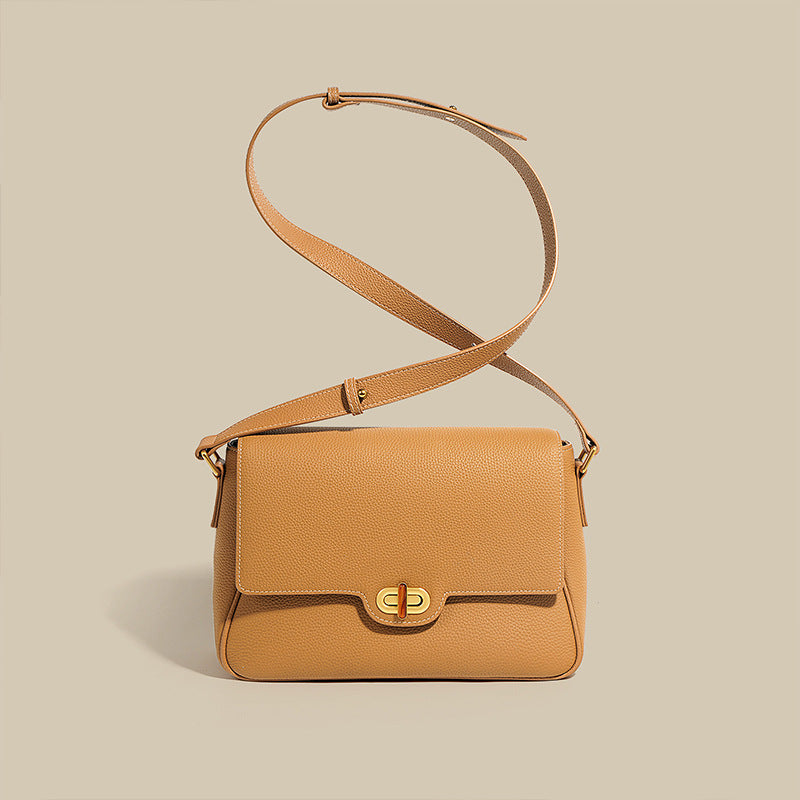 Women’s Genuine Leather Lock Buckle Single Shoulder Crossbody Bag With Minimalist Style image 2