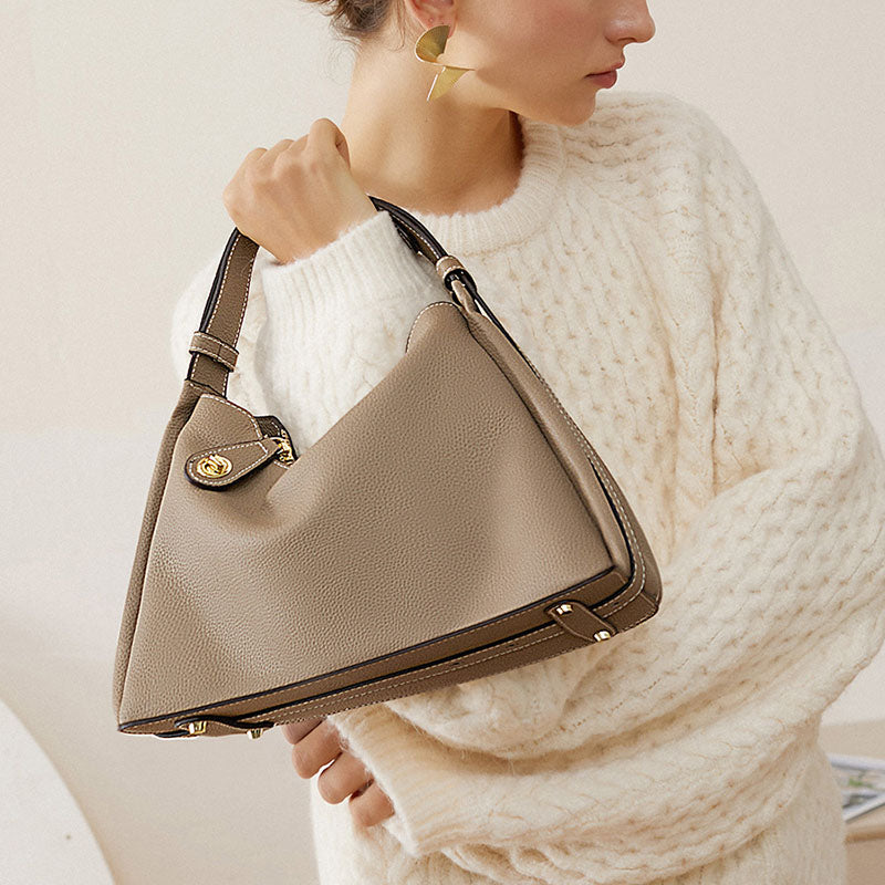 Women’s Genuine Leather Lock Buckle Zipper Crossbody Shoulder Handbags In Vintage image 3