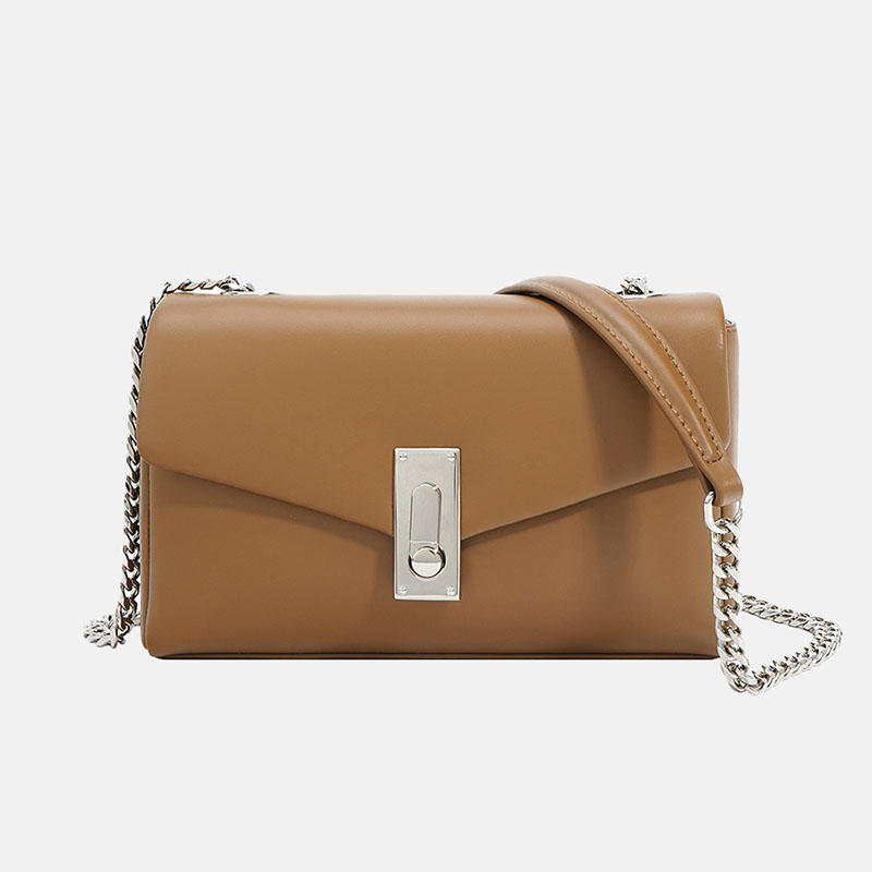 Women’s Genuine Leather Lock Chain Envelope Crossbody Shoulder Bag image 2