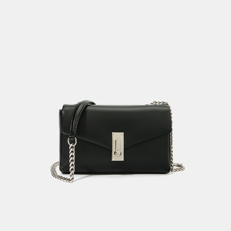 Women’s Genuine Leather Lock Chain Envelope Crossbody Shoulder Bag image 4