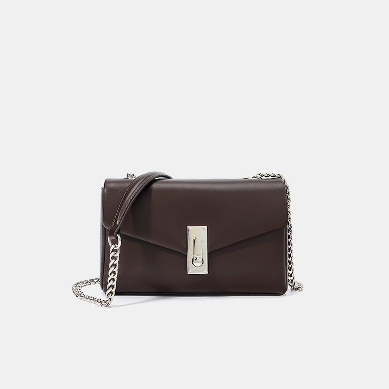 Women’s Genuine Leather Lock Chain Envelope Crossbody Shoulder Bag image 5
