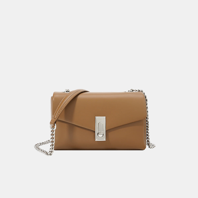 Women’s Genuine Leather Lock Chain Envelope Crossbody Shoulder Bag image