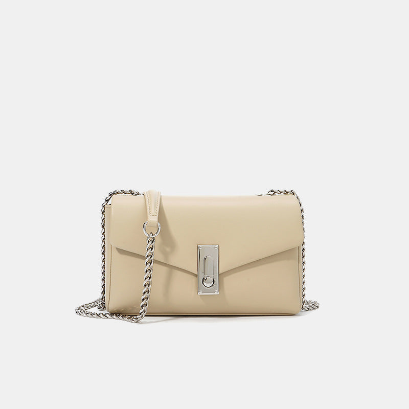 Women’s Genuine Leather Lock Chain Envelope Crossbody Shoulder Bag image 7