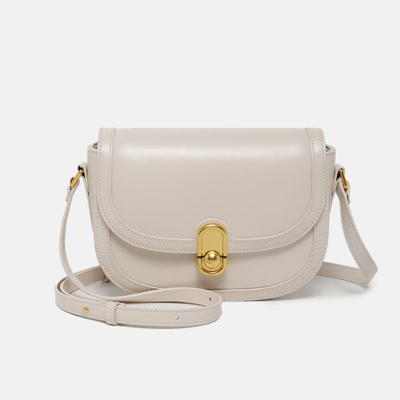 Women’s Genuine Leather Lock Closure Crossbody Saddle Bags image 3
