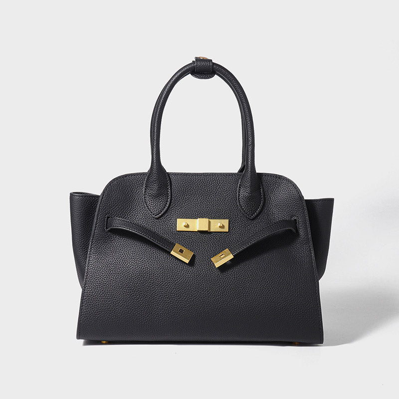 Women’s Genuine Leather Lock-Closure Top Handle Bag image 6