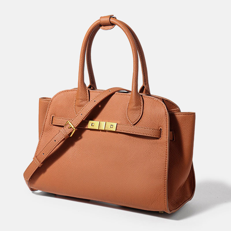 Women’s Genuine Leather Lock-Closure Top Handle Bag image 5