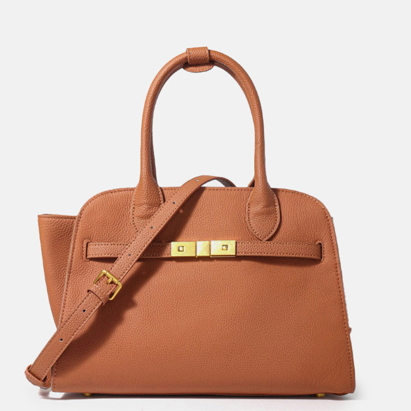 Women’s Genuine Leather Lock-Closure Top Handle Bag image 4