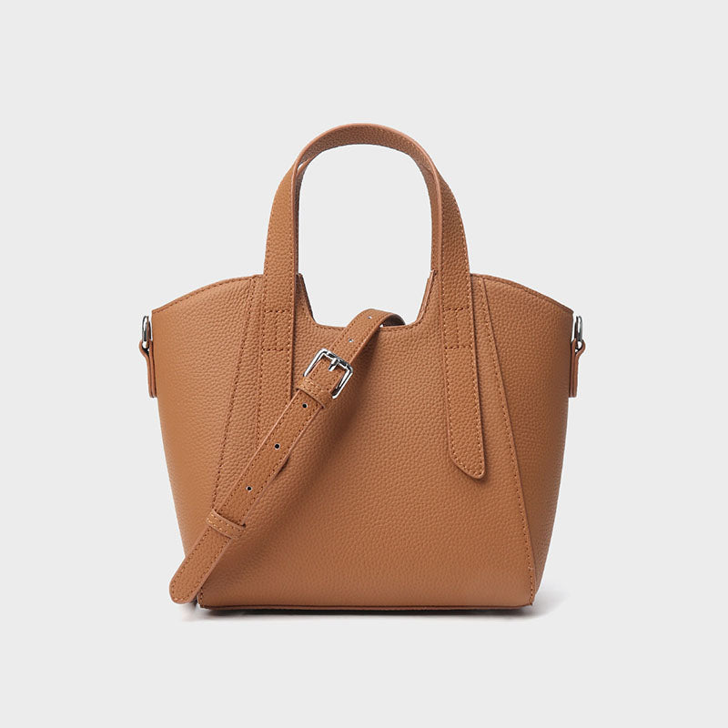 Women’s Genuine Leather Magnetic Buckle Crossbody Shoulder Tote Bag In Minimalist image