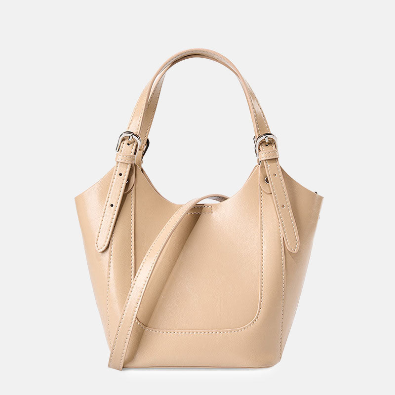 Women’s Genuine Leather Minimalist Bucket Crossbody Tote Bag image 7