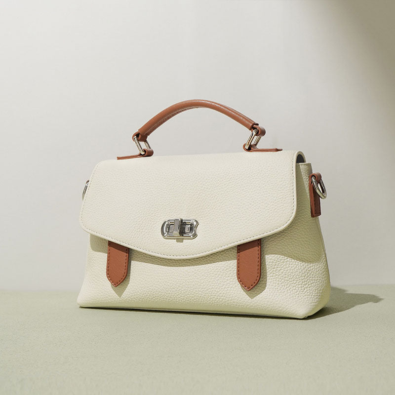 Women’s Genuine Leather Minimalist Lock-Clasp Handle Crossbody bag image 7