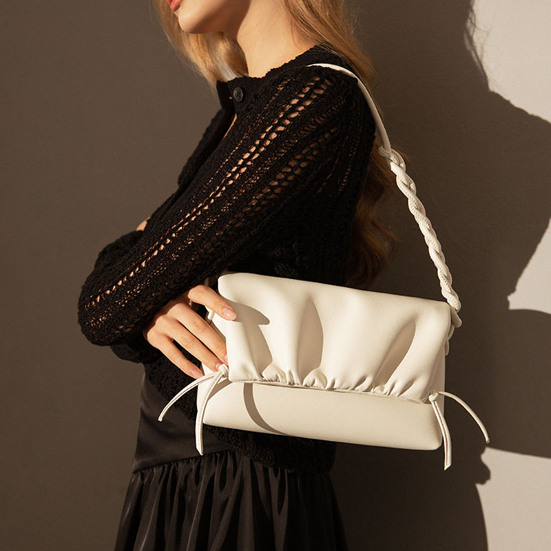 Women’s Genuine Leather Minimalist Pleated Cloud Shoulder Crossbody Bag image 2