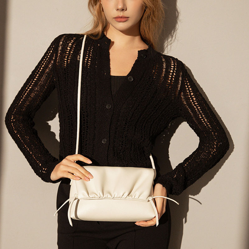 Women’s Genuine Leather Minimalist Pleated Cloud Shoulder Crossbody Bag image 3