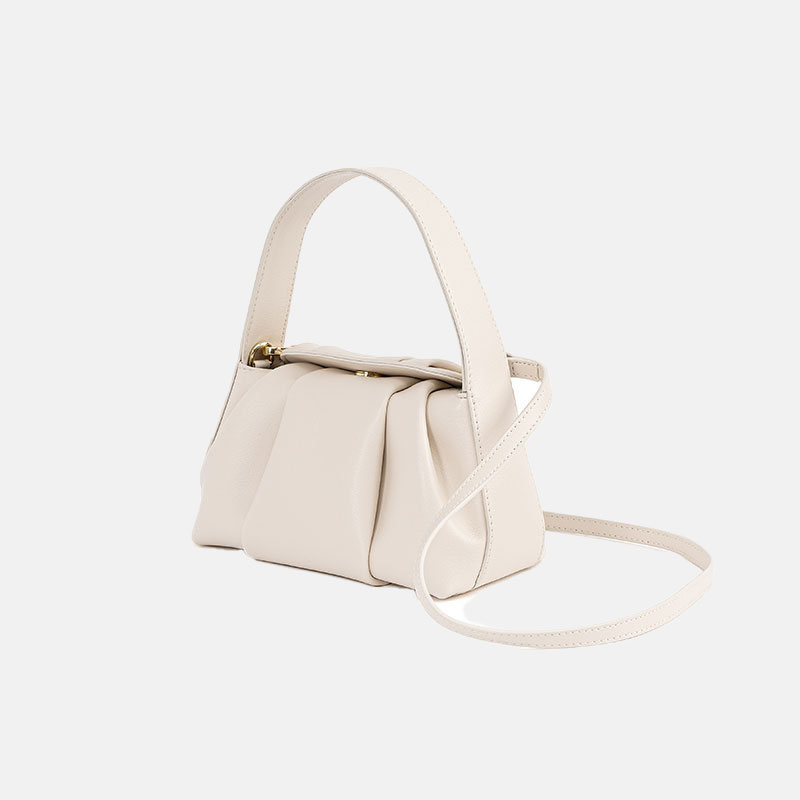 Women’s Genuine Leather Minimalist Pleats Cloud Shaped Crossbody Handbags image