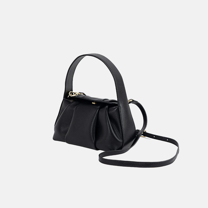 Women’s Genuine Leather Minimalist Pleats Cloud Shaped Crossbody Handbags image 3