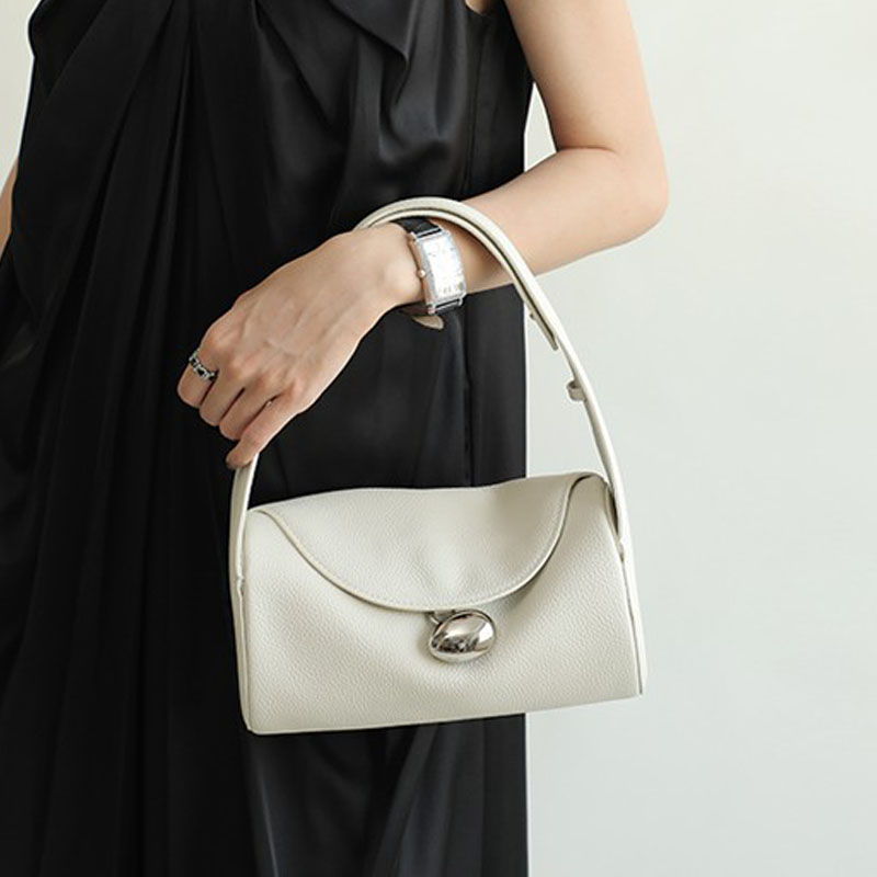 Women’s Genuine Leather Minimalist Round Cylinder Shoulder Bag image 7