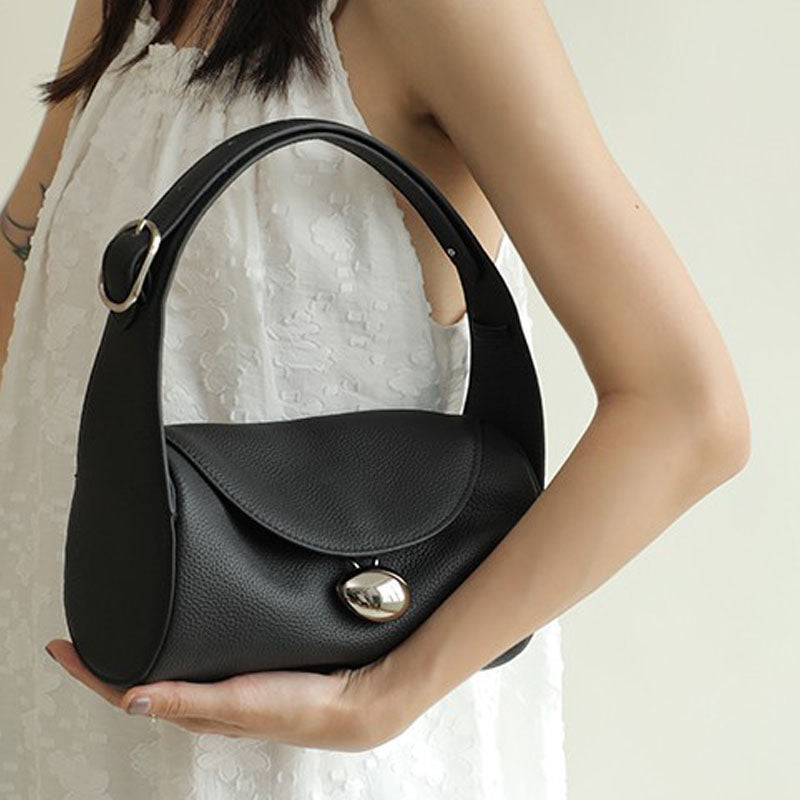 Women’s Genuine Leather Minimalist Round Cylinder Shoulder Bag image 5