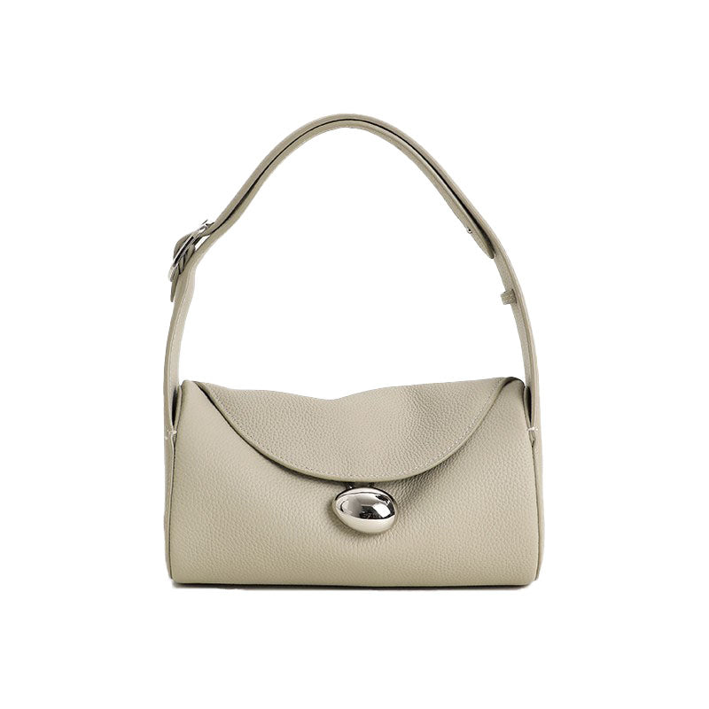 Women’s Genuine Leather Minimalist Round Cylinder Shoulder Bag image
