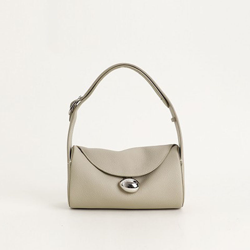 Women’s Genuine Leather Minimalist Round Cylinder Shoulder Bag image 2
