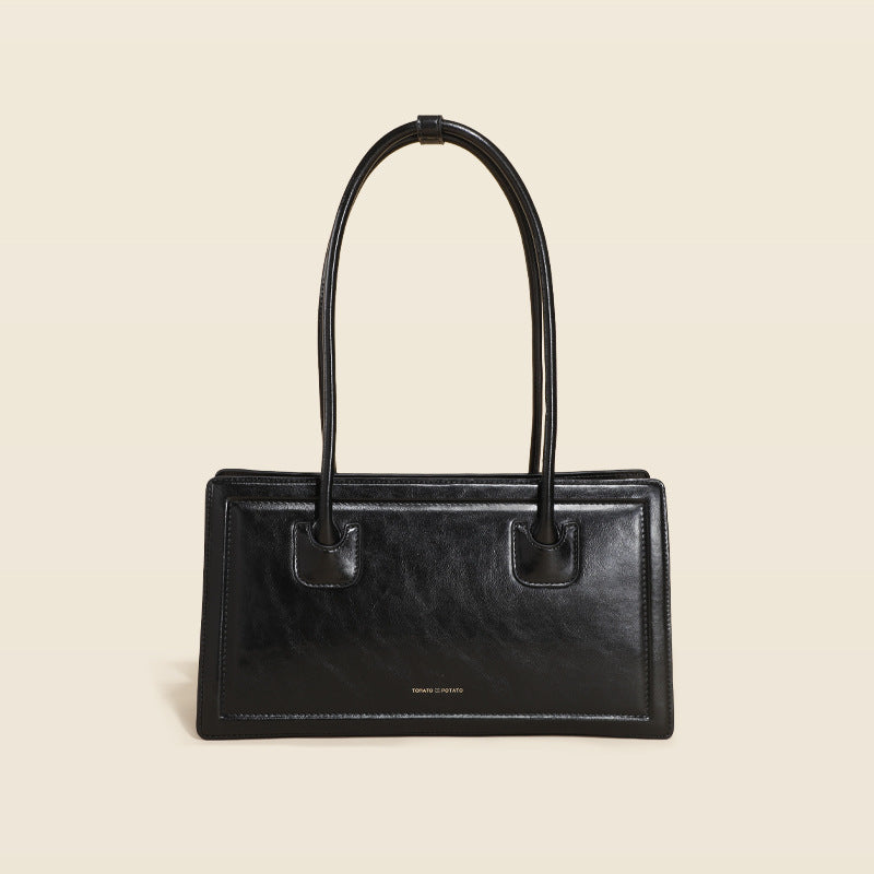 Women’s Genuine Leather Minimalist Single Shoulder Baguette Bag image 3