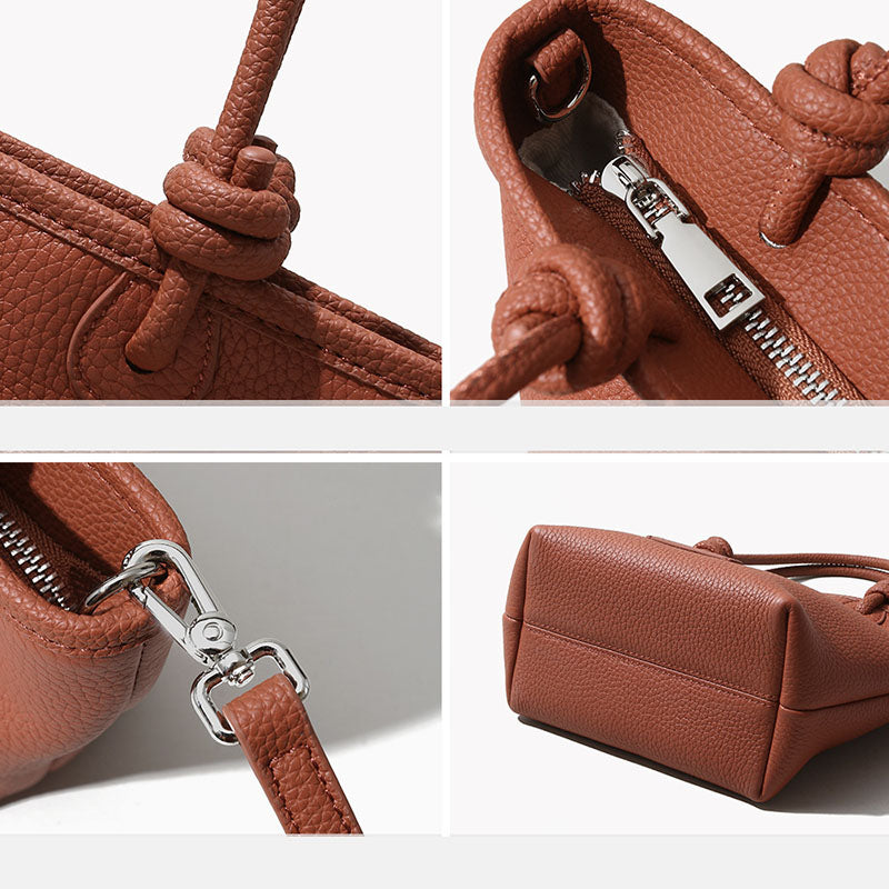 Women’s Genuine Leather Minimalist Tote Bucket Bag image 2