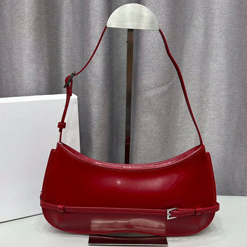 Women’s Genuine Leather Patent Leather Crossbody Shoulder Baguette Bag image