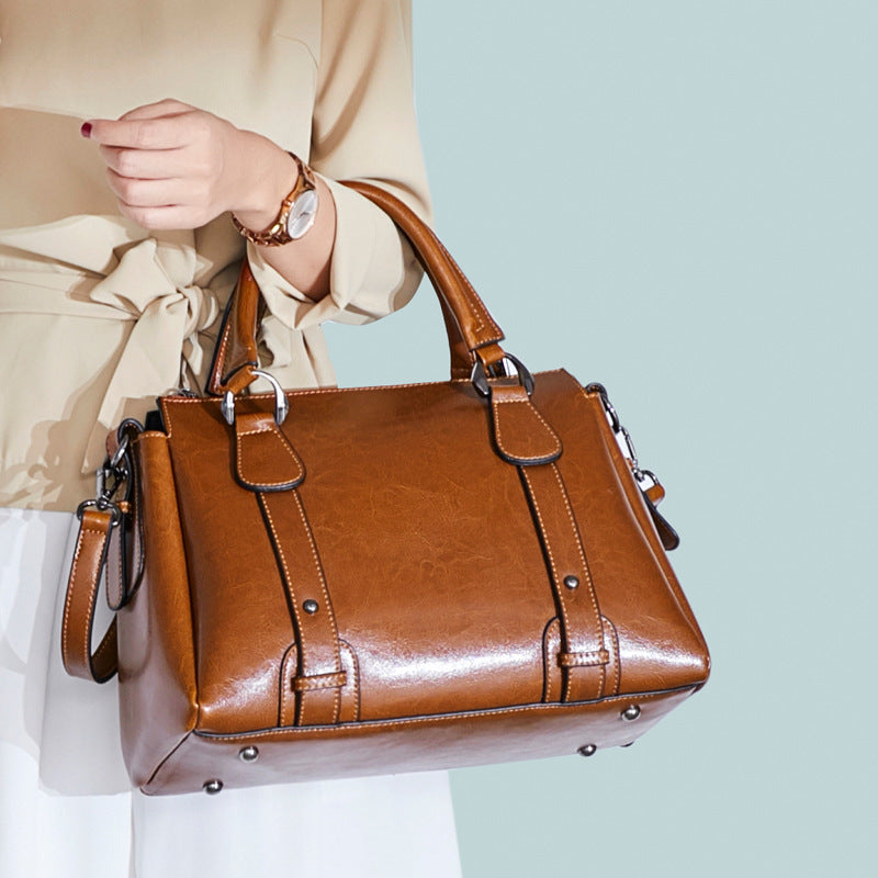 Women’s Genuine Leather Pillow Shape Zipper Closure Crossbody Shoulder Handbags image 6