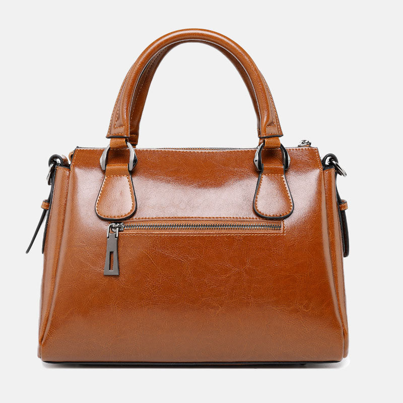 Women’s Genuine Leather Pillow Shape Zipper Closure Crossbody Shoulder Handbags image 3