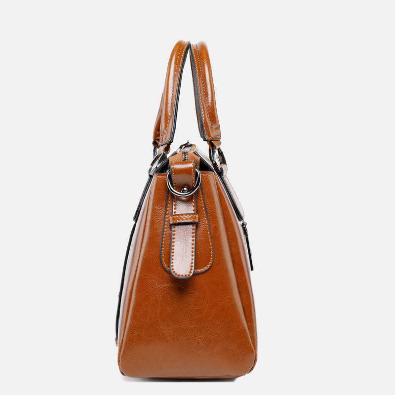 Women’s Genuine Leather Pillow Shape Zipper Closure Crossbody Shoulder Handbags image 4