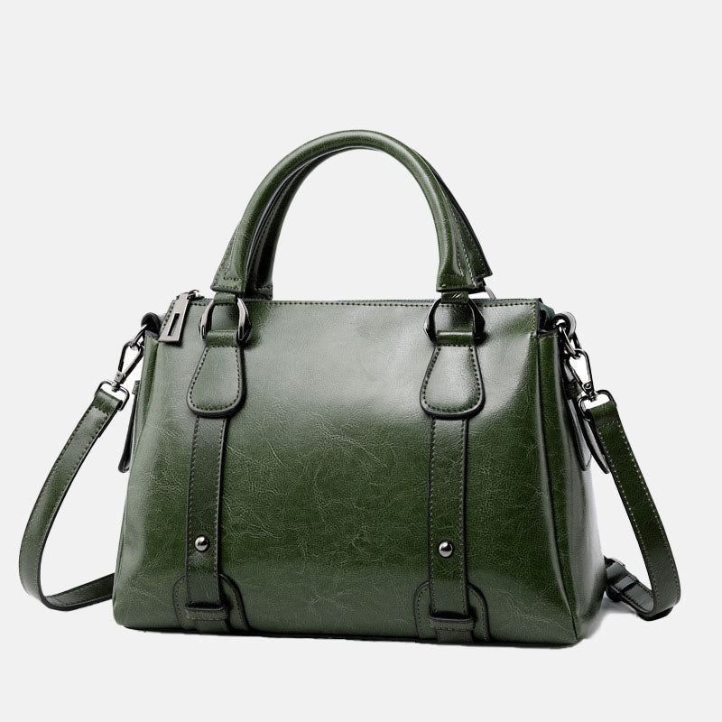 Women’s Genuine Leather Pillow Shape Zipper Closure Crossbody Shoulder Handbags image 8