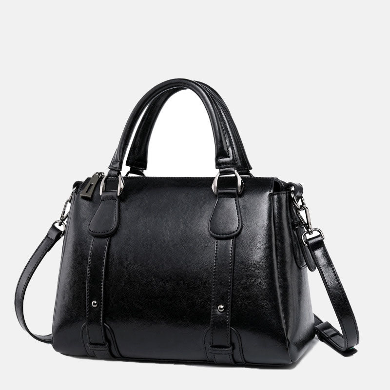 Women’s Genuine Leather Pillow Shape Zipper Closure Crossbody Shoulder Handbags image 9