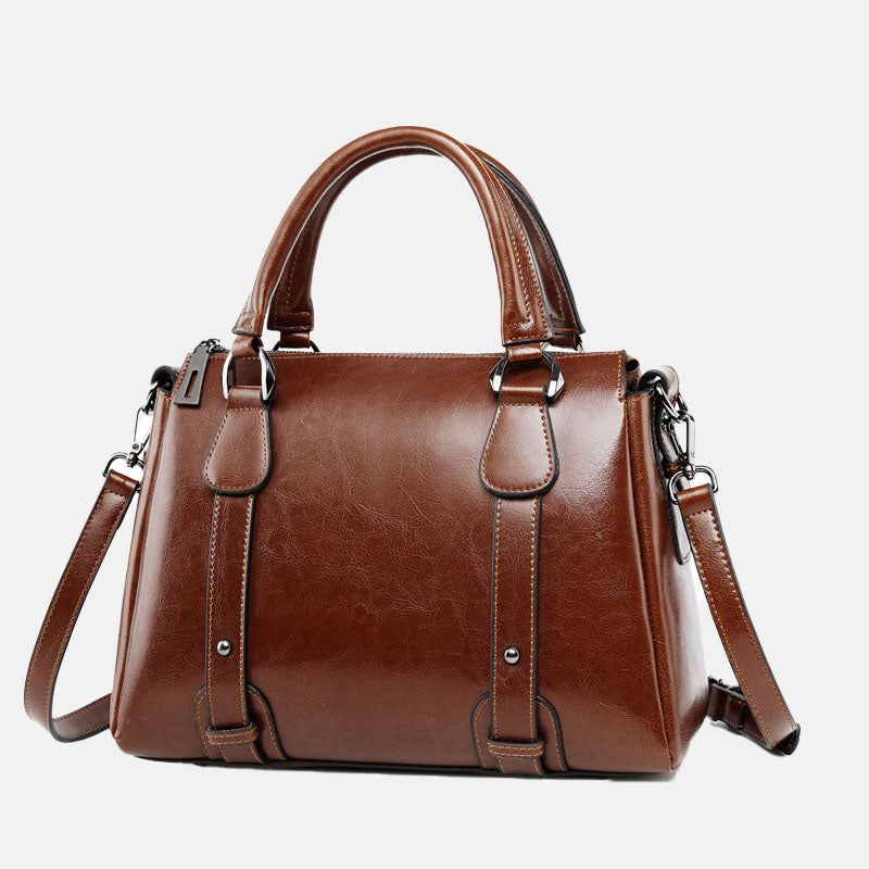 Women’s Genuine Leather Pillow Shape Zipper Closure Crossbody Shoulder Handbags image 10