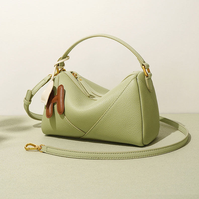 Women’s Genuine Leather Pillow-Shaped Zip Crossbody Shoulder Bag image 2