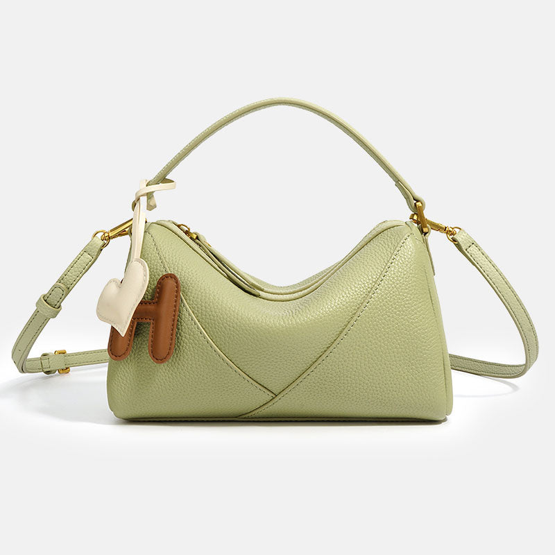 Women’s Genuine Leather Pillow-Shaped Zip Crossbody Shoulder Bag image