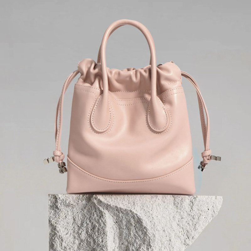 Women’s Genuine Leather Ruched Drawstring Hobo Bag image 5