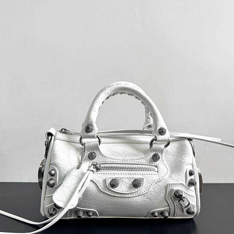 Women’s Genuine Leather Studded Zipper Top Handle Bag image 3