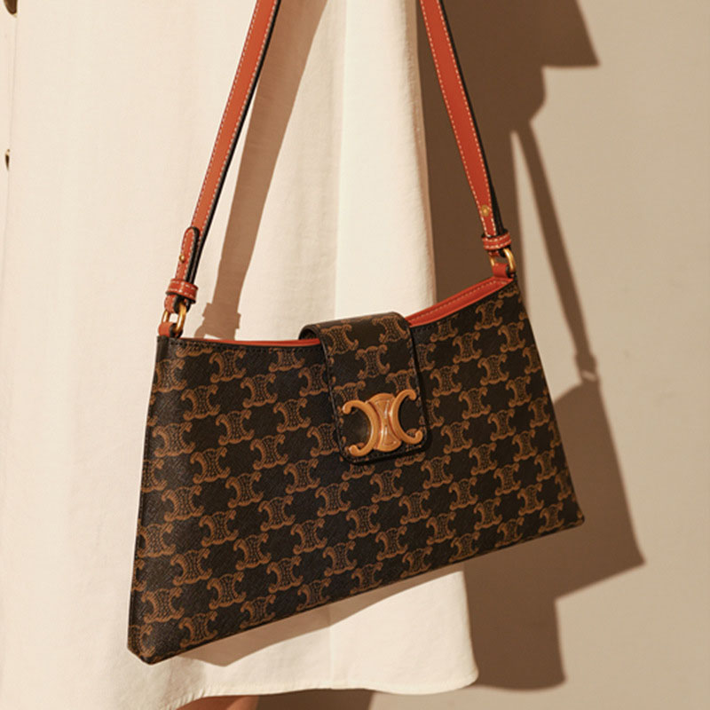 Women’s Genuine Leather Trapezoid Magnetic Closure Baguette Bag image 7