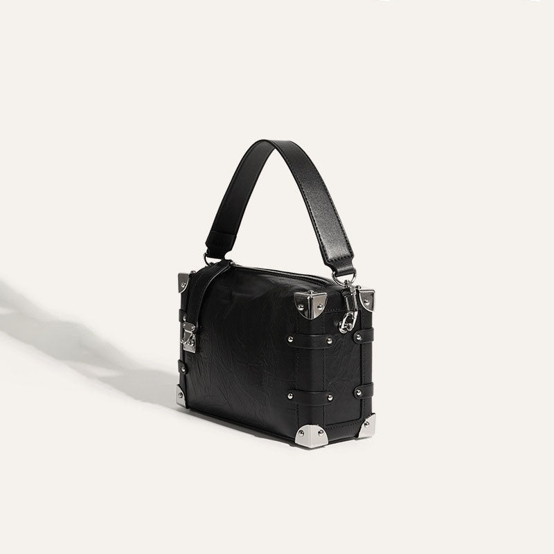 Women’s Genuine Leather Vintage Lock Buckle Crossbody Shoulder Box Bag image 5